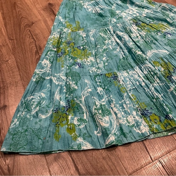 Women's Boho Maxi Skirt XL Cotton Peasant Cottagecore Flowy Lolita Tiered Floral - Picture 2 of 9